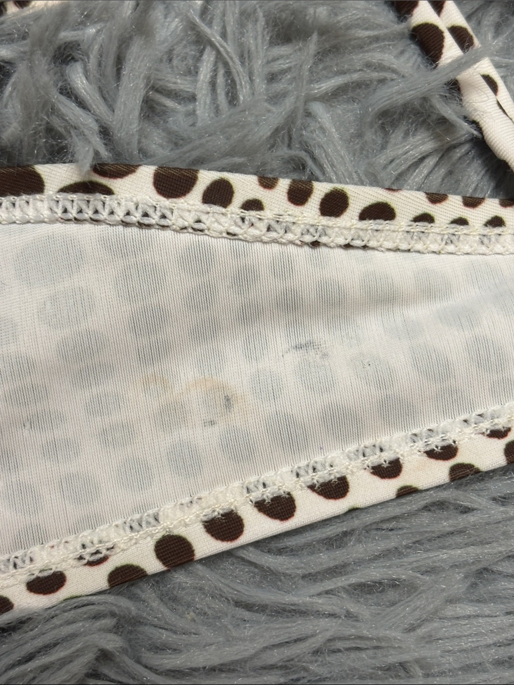 Brown and Off-White Polka Dot Ruched Bikini Top - Picture 7 of 16